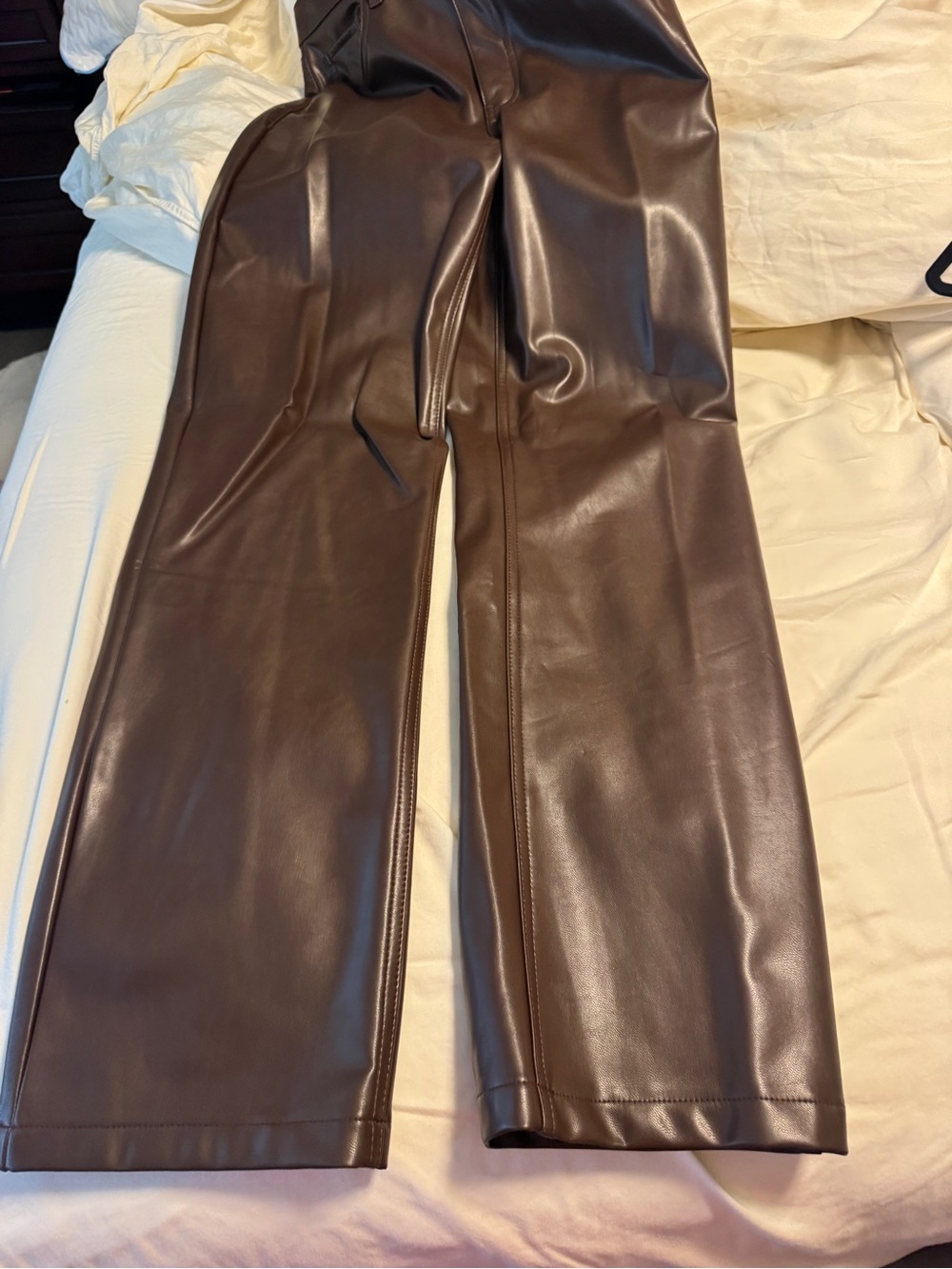 Abercrombie & Fitch Brown Faux Leather High-Rise Pants
